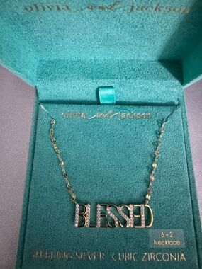 Olivia + Jackson Gold 'Blessed' Pendant Necklace with zirconia